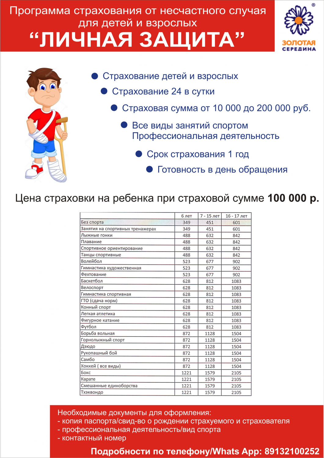 Программа страхования "ЛИЧНАЯ ЗАЩИТА". Страхование от несчастного случая детей и взрослых